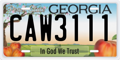 GA license plate CAW3111