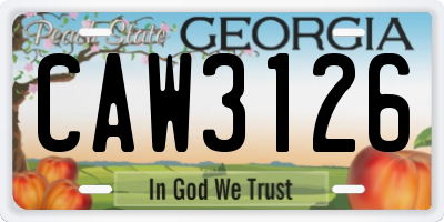 GA license plate CAW3126