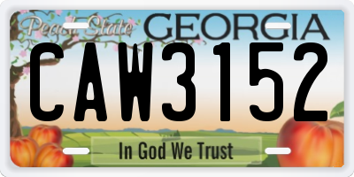 GA license plate CAW3152