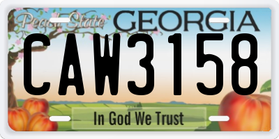 GA license plate CAW3158