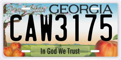 GA license plate CAW3175