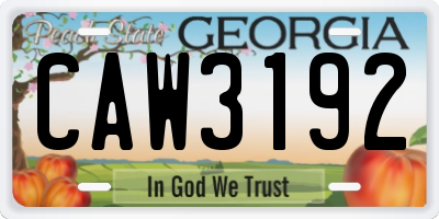 GA license plate CAW3192