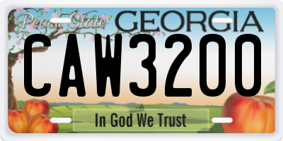 GA license plate CAW3200