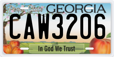 GA license plate CAW3206