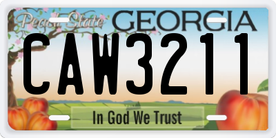 GA license plate CAW3211