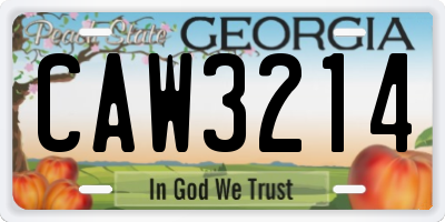 GA license plate CAW3214