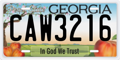 GA license plate CAW3216