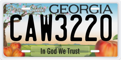 GA license plate CAW3220