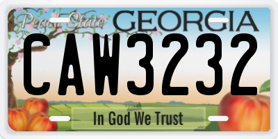 GA license plate CAW3232