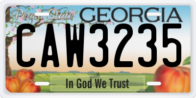 GA license plate CAW3235