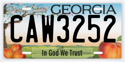 GA license plate CAW3252