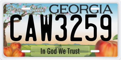 GA license plate CAW3259