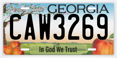 GA license plate CAW3269