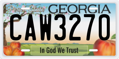 GA license plate CAW3270