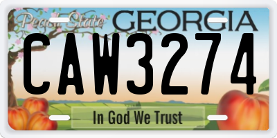 GA license plate CAW3274