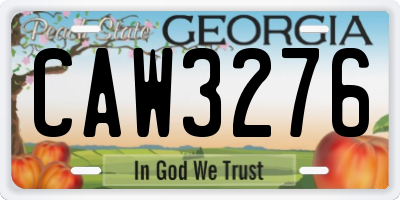 GA license plate CAW3276