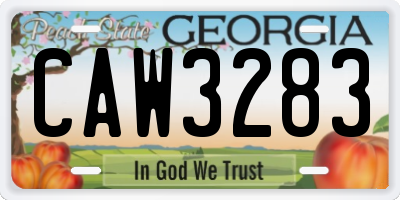 GA license plate CAW3283