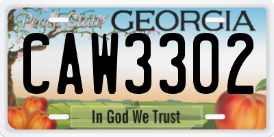 GA license plate CAW3302