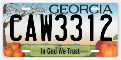 GA license plate CAW3312