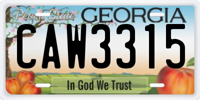 GA license plate CAW3315