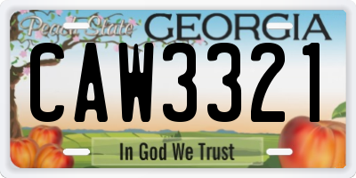 GA license plate CAW3321