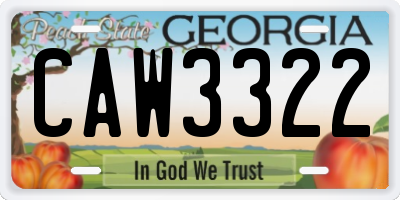 GA license plate CAW3322