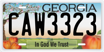 GA license plate CAW3323