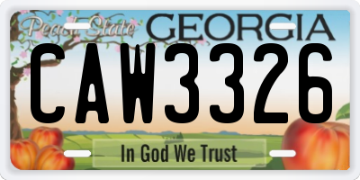 GA license plate CAW3326