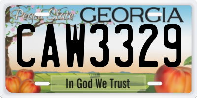 GA license plate CAW3329