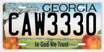 GA license plate CAW3330