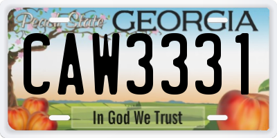 GA license plate CAW3331