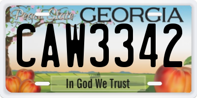 GA license plate CAW3342