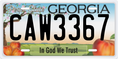 GA license plate CAW3367