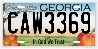 GA license plate CAW3369