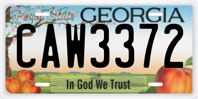 GA license plate CAW3372