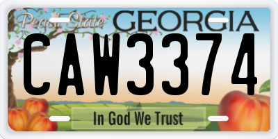 GA license plate CAW3374