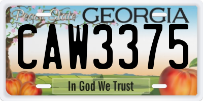 GA license plate CAW3375