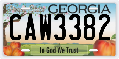 GA license plate CAW3382