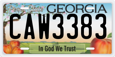 GA license plate CAW3383