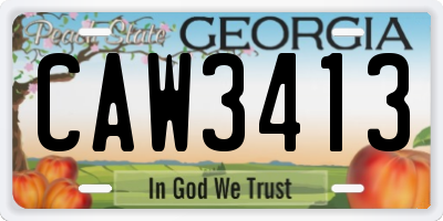 GA license plate CAW3413