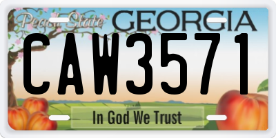 GA license plate CAW3571