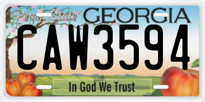 GA license plate CAW3594