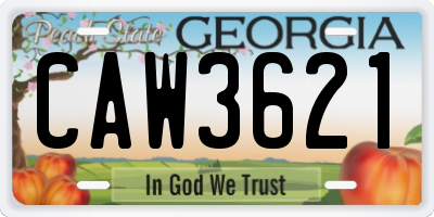 GA license plate CAW3621