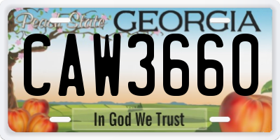 GA license plate CAW3660