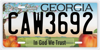 GA license plate CAW3692