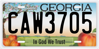 GA license plate CAW3705