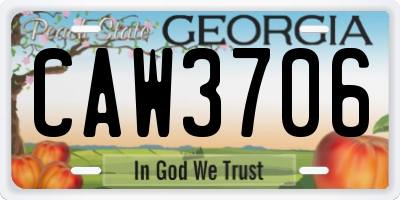 GA license plate CAW3706