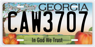 GA license plate CAW3707