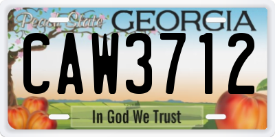 GA license plate CAW3712