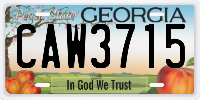 GA license plate CAW3715